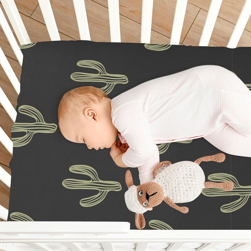 Sheet,52x28IN Pfrewn Crib Sheets for Boys Girls Cactus Boho Cacti Retro Fitted Crib Sheet Fits Standard Crib Mattress