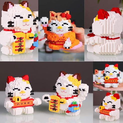 Larcele Cat Micro Building Blocks - 1163 Pieces Mini Building Toy Bricks, KLJM-02 (Fortune Cat, Model 4569)