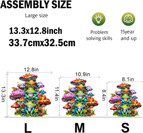 Wooden Puzzle for Adults, Frog Family Wooden Jigsaw Puzzles, Unique Animal Shape Puzzles for Family Friends