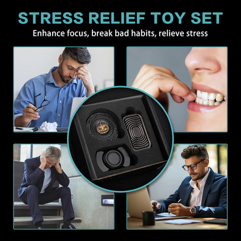 Set, Fidget Toys Adults Metal Fidget Slider, Spinner and Haptic Coin, Decompression Metal EDC Cool Figette Toys