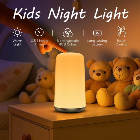 ZUZUKID 5 Dimming, 8 2 Night Light for Kids, Portable Baby Night Light, ColorTemperatures & Stepless RGB Colors