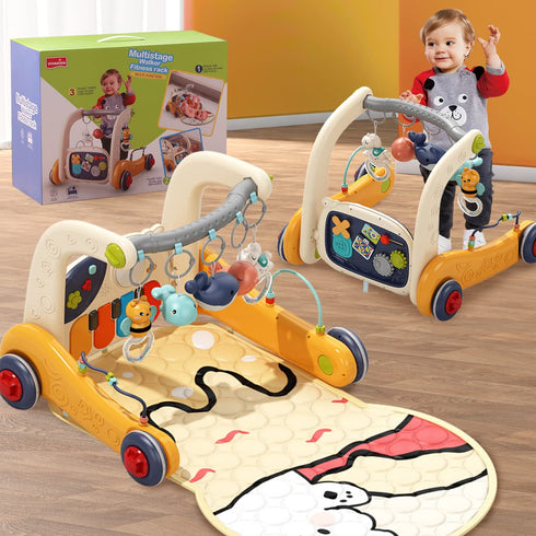 KidsMind Gym,4-in-1 Tummy 6-12 18 Baby Play Mat Kick and Play Piano Time Mat Learning Walker-Musical Activity Center