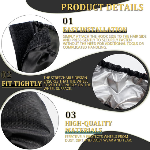 DOERDO 4Pcs Baby Stroller Wheel Cover Protection Covers for Baby Stroller Wheelchair, Large Black