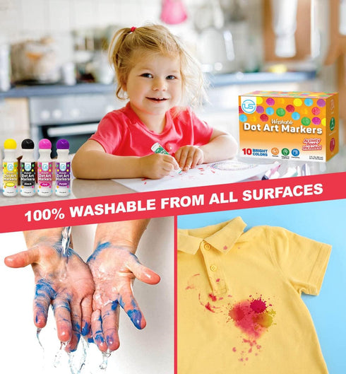 Dot Markers | 10 Washable Color Bingo Daubers for Toddlers, Toddler Activities, Bingo Markers, and Activity Book