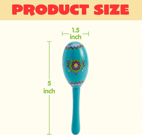 JOYIN 9 Pcs Fiesta Wooden Maracas - 9 Designs Noisemaker for Cinco De Mayo Party Favors and Mexican Decorations