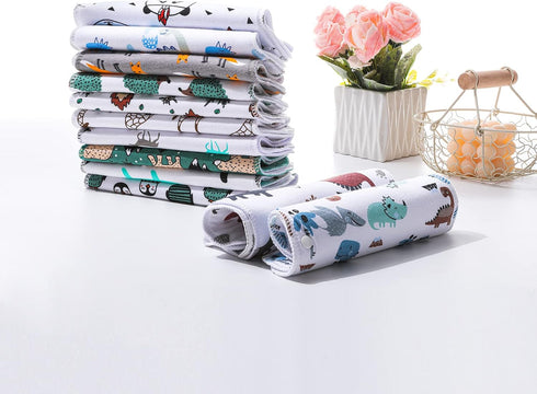 2-in-1 3 Set 12 Pack Baby Burp Cloths & Baby Bibs Design Large Size Layers Thicken Cotton Super Absorbent and Soft Baby