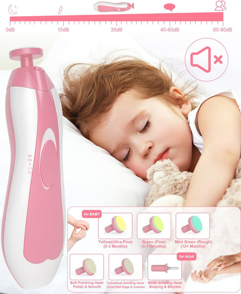 OTTOLIVES 24 in 1 Baby Healthcare and Grooming Kit - Electric Nail Trimmer Set for Newborns and Toddlers (Pink)