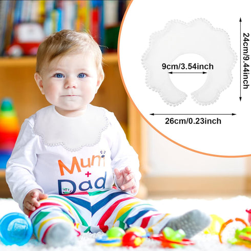 4 Pieces White Bibs for Baby Girl Bandana Bibs Baby Bandana Drool Bibs 360 Bibs for Baby Girl Muslin Bibs Set for Teething Toddler
