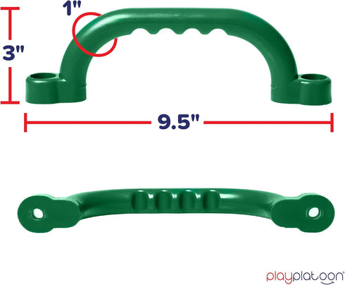 Play Platoon Playground Safety Handles, 2 Pack - Green Grab Handle Bars for Outdoor Jungle Gym or Swing Set