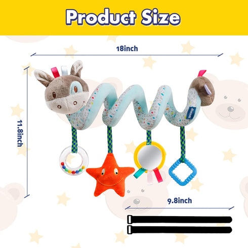 Baby Car Seat Toys Activity Stroller Toy - Spiral Hanging Plush Toys for Boys Girls 0-12 Months