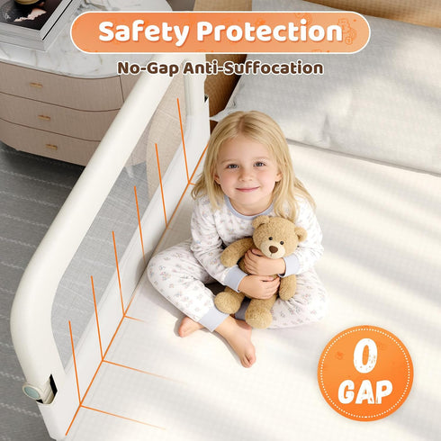 59inch omzer Bed Guard Rail for Toddlers - Foldable & Adjustable Height Baby Bed Safety Side Rails - Large Toddler Crib