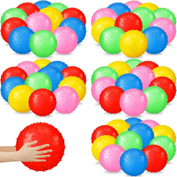 Jerify Knobby Balls, 7 Inch Spiky Bounce Ball Toy, Large Inflatable Sensory Balls in 5 Assorted Colors