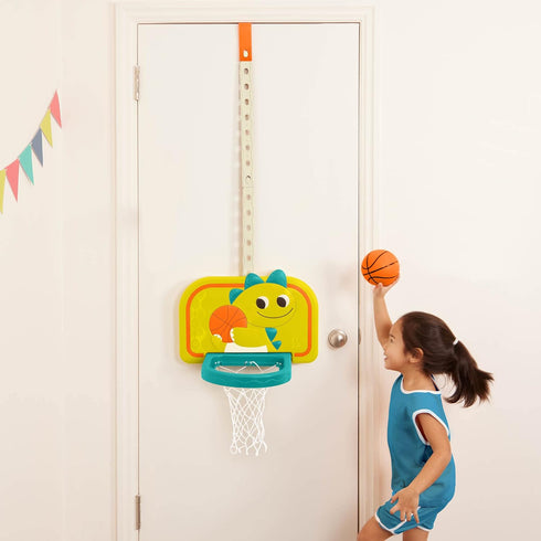 B. toys Hanging Basketball Net, Adjustable Height Mini Ball & Air Pump for Sports Toys & Active Play