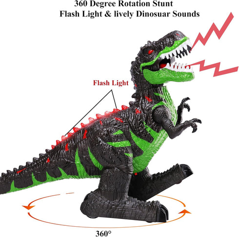 3 4 5 6 7 8 360 TEMI Remote Control Dinosaur Toys for Boys Years, Electrical Stunt RC Walking Dinosaur Toy with Light