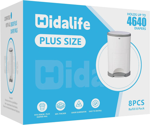 HIDALIFE Refills Compatible with Dekor Plus Diaper Pails, Disposable Diaper Trash Bags,