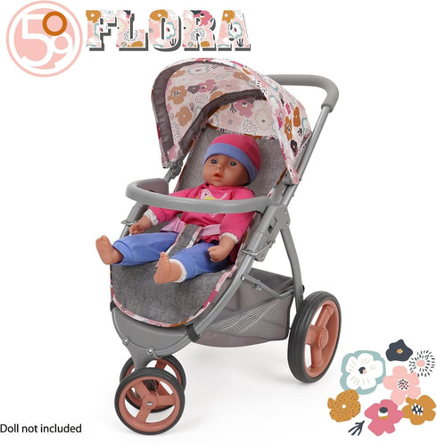 509 3-Wheel 24", 3+ Crew: Melange Flora - Mabelle Doll Jogger Stroller - Accessory for Dolls Up to Large Canopy