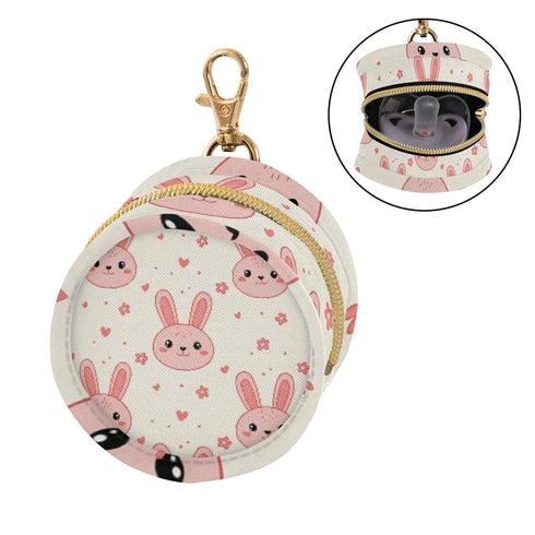 PYBUG Bunny Round Pacifier Storage Case, Polyester & TPU Lined with Hook Buckle, Pacifier Container Box for Baby