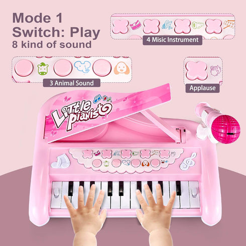 ZMZS First Birthday Toddler Piano Toys, 22 Keys Musical Keyboard for Kids Age 1-3 with Microphone
