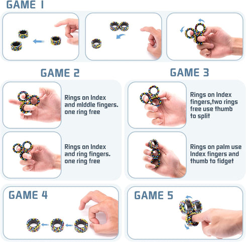 Set, Pack (3PCS) Magnetic Rings Fidget Toy Idea ADHD Fidget Toys, Adult Fidget Magnets Spinner Rings for Anxiety Relief