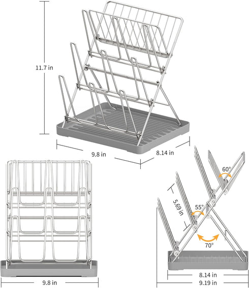 9 Vertical Baby Bottle Drying Rack, Hooks Vertical Rack Dryer with Drainage Tray for Water Bottles, Drinking Glasses