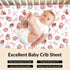 Cstdyfrv 52"x28" Strawberry Pink Bows Floral Baby Crib Sheets Sweet Watercolor Strawberry Daisy Flowers Soft Baby