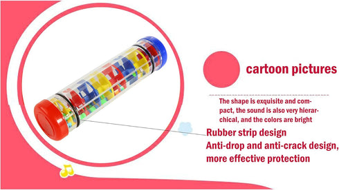 2PCS 8 Inch Rain Maker Stick Tube Shaker, Sensory Auditory Musical Instrument for Kids and Baby