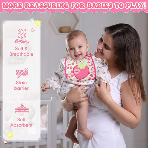 HooLing 24 Pack Soft Cotton Waterproof Bibs for Toddlers - Perfect for Feeding and Newborn Parties