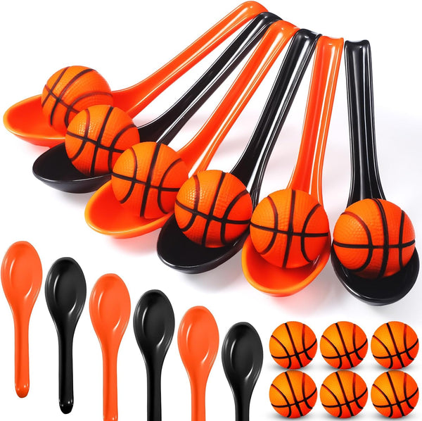 12 Pack Basketball Theme Party Game Spoon Relay Race Toy Set for Kids and Adults