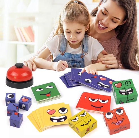 Face Changing Magic Cube Game, Educational Puzzles Toy for Child & Adults, Family Board Games