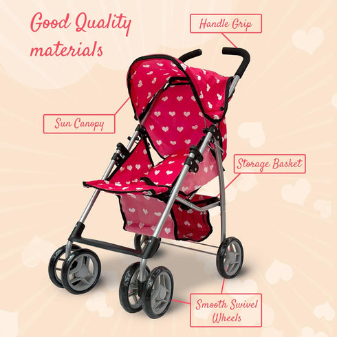 8 28 Baby Doll Stroller for Toddler Girls & Big Kids up to Years Old | Baby Stroller for Dolls, Toy Baby Stroller