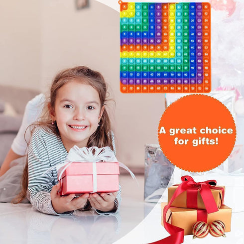 Multiplication 12x12, Addition 1-12 Math Fidget Popper, Learning Tools for Students and Children, Rainbow