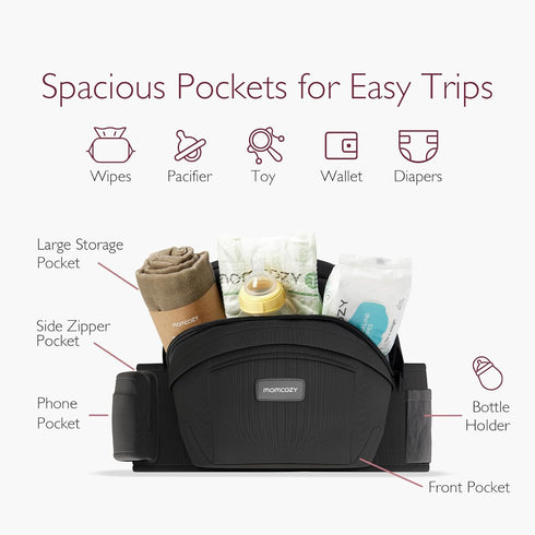 Momcozy 3D 45lbs Hip Seat Baby Carrier - Adjustable Waistband with Original Belly Protector, Ergonomic Carrier
