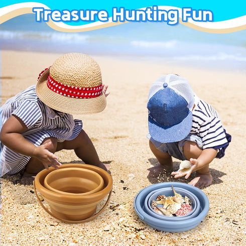 Set 3PCS 2.5 Dilabnba Collapsible Beach Buckets Toys, Easter Eggs Buckets, L Portable Silicone Foldable Pails