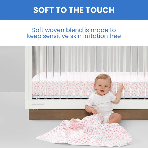 28x52 Inch (Pack 3), Delta Children Fitted Crib Sheets for Girls and Boys - Crib Sheet for Standard Crib and Toddler