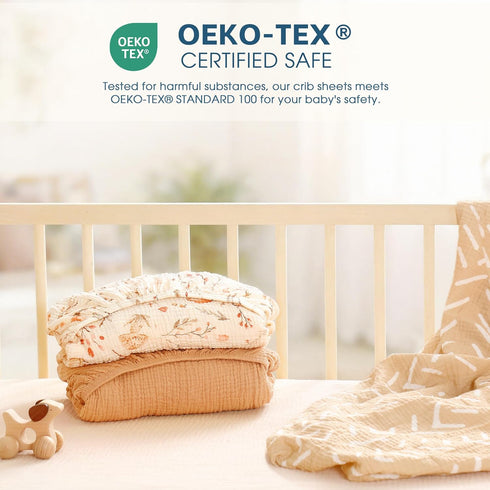 2 Pack, 100% 52" 28" GRSSDER Soft Muslin Crib Sheet Cotton Crib Sheets for Boys and Girls, Fit Standard Crib Mattresses