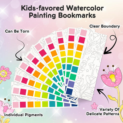 Set, Watercolor Painting Coloring Books Pocket Watercolor Paint Bookmarks, Mess Free Paint with Water Travel Class