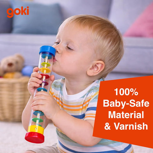 1-3 Goki Wooden Rain Stick Musical Instrument I Montessori Rainmaker Toy for Toddlers - Sensory Baby Rattle & Auditory