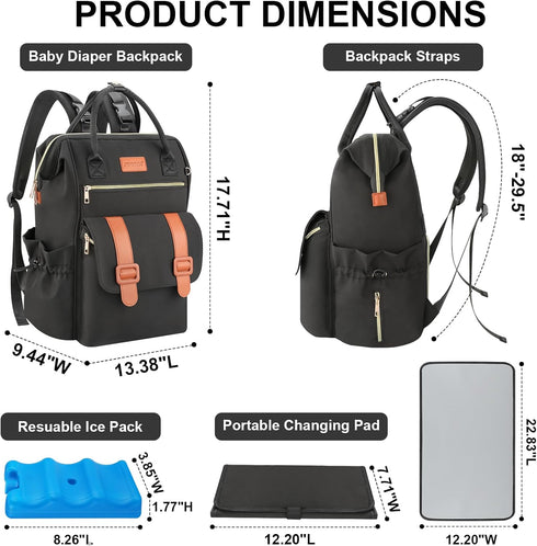 Backpack Pack, Backpack PIIOSER Diaper Bag with Ice Large Capacity & Waterproof Baby Travel Bag for Moms Dads