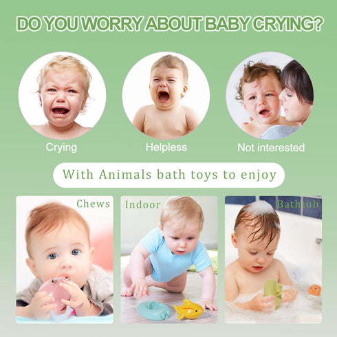 BYKASIST 9 Pack 6-12-18 Baby Bath Toys, | Mold Free Bath Toys with Sealed & No Holes Design | Soft, Easy Grip