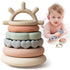 Moonkie Stacks of Circles Soft Teething Toy, Educational Learning Baby Toy, 7 Piece Teethers Set