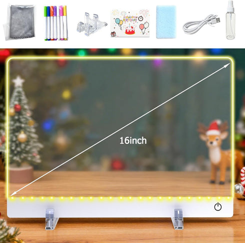 16 Inch 7 13.7"x10" 7 6-12 LED Drawing Board for Kids - USB C Rechargeable Color Light Up Acrylic Note Pad with Stand
