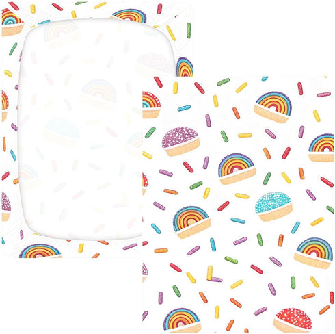 CZXW 52" 28" Rainbow Cake with Sprinkles Crib Sheets Fitted x Natural Cotton Soft & Breathable for Baby Crib Mattress