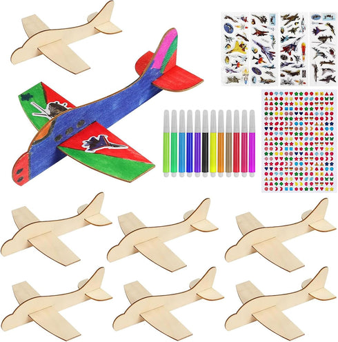 BAPHILE 12 Pack DIY Wood PlanesMini Airplane Paint and Decorate Wooden Airplane Craft
