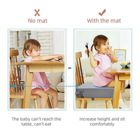 Toddler Booster Seat for Dining Table, PU Washable Double Safe Straps Non-Slip Bottom Booster Seat Dining Toddler