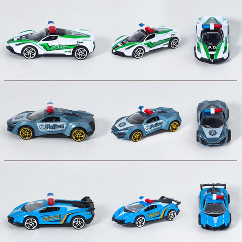 1:64 Set 3 4 5 6 7 8 Oriate Die-Cast Metal Police Car Toy - Collectable Police Sports Car Toy Model, Cake Topper