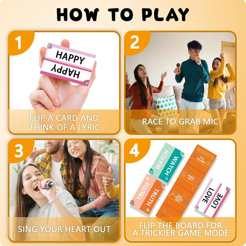 Grab Mic Game 2025 2-10 New Family Karaoke Party Game, Mic Karaoke Party Game, Fast-Paced Music Trivia Card Games