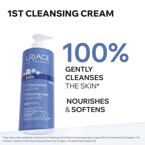 Uriage Baby Body Wash & Scalp With Organic Edelweiss & Shea Butter, Gently Cleanses & Preserves The Hydrolipidic Film