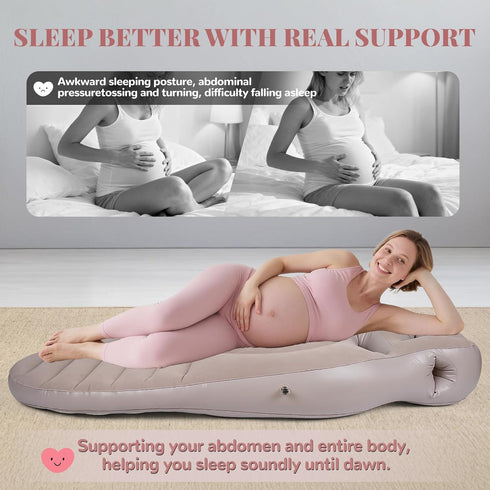 MOELUM Inflatable Pregnancy Pillow for Pregnant Women - Maternity Mattress with Belly & Head Hole, Relieves Back & Hip