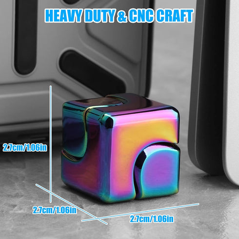 Umnodobn 2-in-1 Infinity Gear Fidget Cube Spinner for Kid Adult, Transformable Spinning Top Metallic Fidget Toys