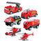 Fire Truck Toy for Boys, 6 Pcs Diecast Car Fire Truck, Helicopter,Ladder